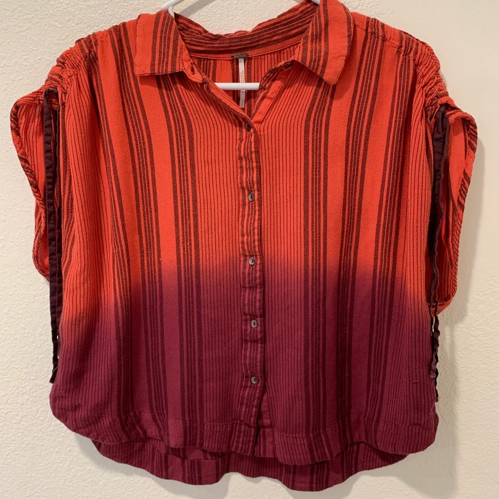 Free People Button-up sleeveless ombré blouse sz L